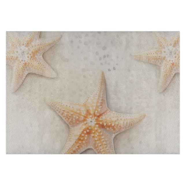 Ocean Cream Peach Beach Starfish  Cutting Board (Front)