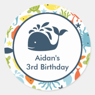 Ocean Creatures Round Sticker