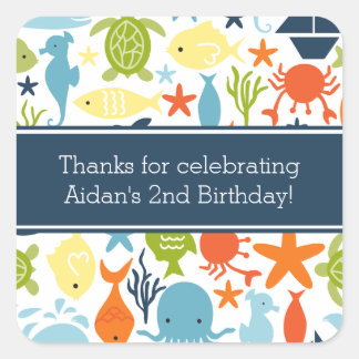 Ocean Creatures, Under the Sea Square Sticker