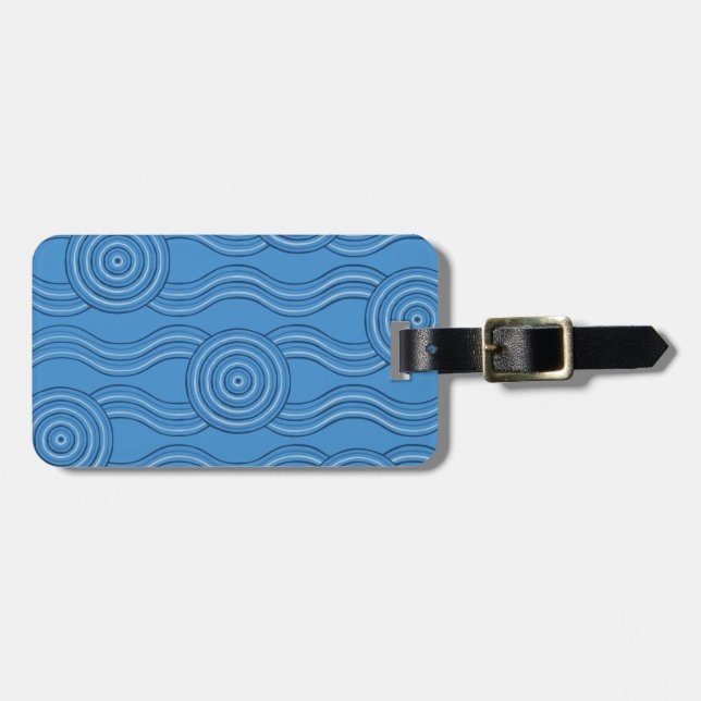 Ocean Customisable Name Australian Dreamtime Luggage Tag (Front Horizontal)