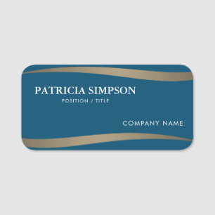 Ocean Dark Blue & Golden Earth: Elegant And Simple Name Tag