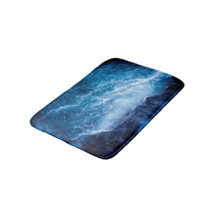 Ocean - Dark Blue Waves Bath Mat
