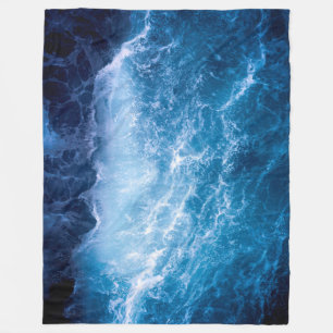 Ocean - Dark Blue Waves Fleece Blanket