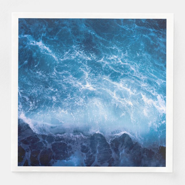 Ocean - Dark Blue Waves Napkin (Front)