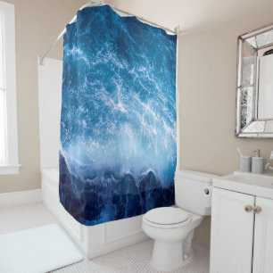 Ocean - Dark Blue Waves Shower Curtain