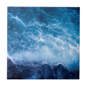 Ocean - Dark Blue Waves Tile