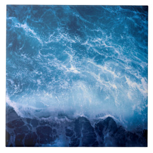 Ocean - Dark Blue Waves Tile
