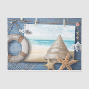 Ocean Deco Seashells Lifesaver Decoupage Tissue Paper