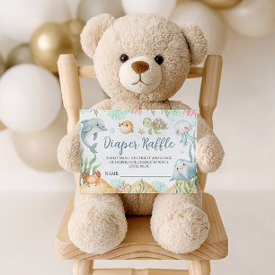 Ocean Diaper Raffle Tickets Enclosure Card