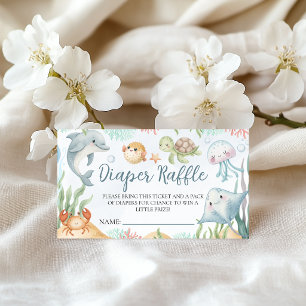 Ocean Diaper Raffle Tickets Enclosure Card