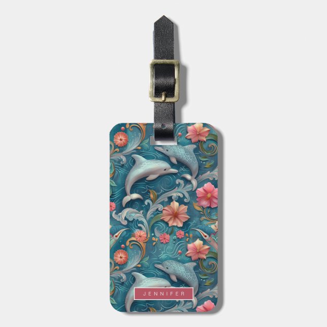 Ocean Dolphin Luggage Tags (Front Vertical)