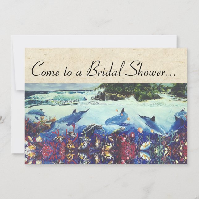 Ocean Dolphin Sea Turtle Fish Bridal Shower Invite (Front)