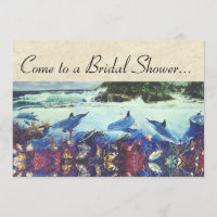 Ocean Dolphin Sea Turtle Fish Bridal Shower Invite