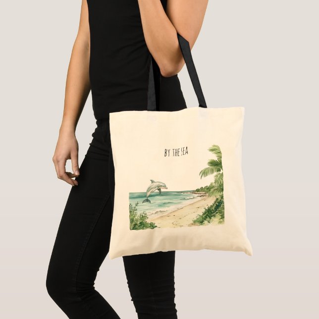 Ocean Dolphin Sea Turtles Beach Tote Bag (Front (Product))