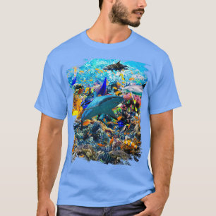 Ocean Dolphin Shark Turtle Coral Sea Fish Orca Wha T-Shirt