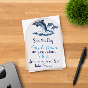 Ocean Dolphin Wedding Invite Seas the Day Acrylic Invitations
