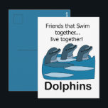 Ocean Dolphins Marine Mammal Friendship  Postcard<br><div class="desc">Ocean Dolphins Marine Mammal Friendship Postcard originally designed by Nisha Prabhu. The Ocean Dolphins Marine Mammal Friendship Postcard features a stunning scene of playful dolphins swimming through the vibrant ocean waters. The postcard exudes a sense of friendship, joy, and connection with marine life. Perfect for sending warm wishes, sharing your...</div>