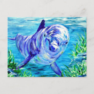Ocean Dolphins Painting Dolphin Underwater Picture Postcard