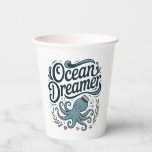 Ocean Dreamer Cute Little Octopus with Sea Element Paper Cups