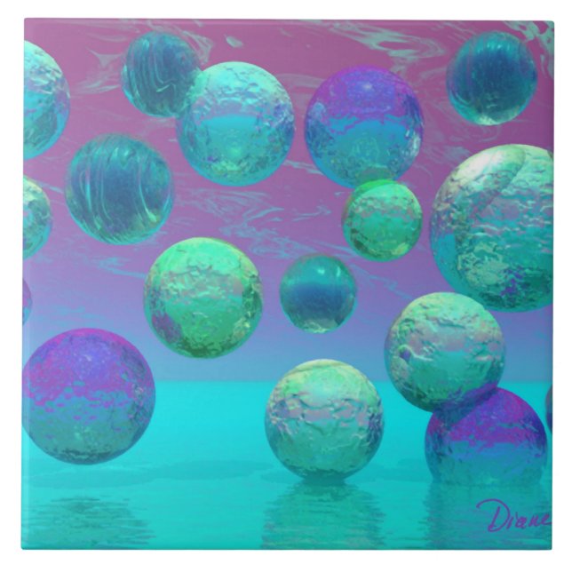 Ocean Dreams - Aqua and Violet Ocean Fantasy Tile (Front)