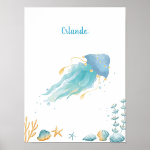 Ocean Dreams Discovery Jellyfish Customisable Poster