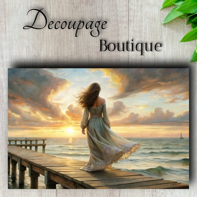 Ocean Dreams  Romantic Seascape @ Sunset Decoupage Tissue Paper (Ocean Dreams - Romantic Seascape At Sunset Decoupage Tissue Paper)
