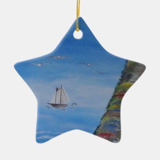 Ocean Dreams Square Ceramic Tree Decoration (Front)