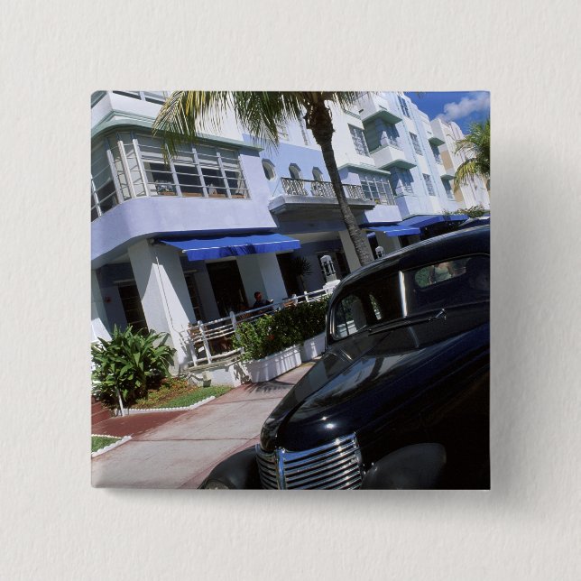 Ocean Drive, Miami Beach Florida 15 Cm Square Badge (Front)