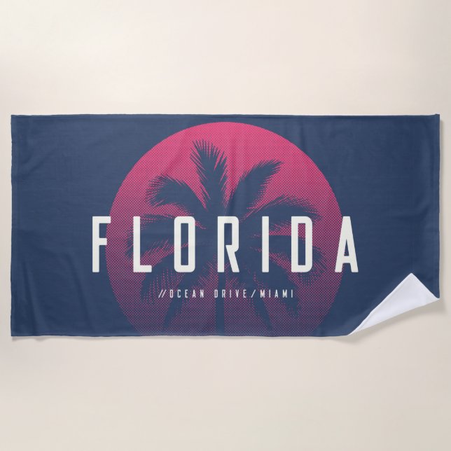 Ocean Drive Miami Florida Beach Towel (Front)