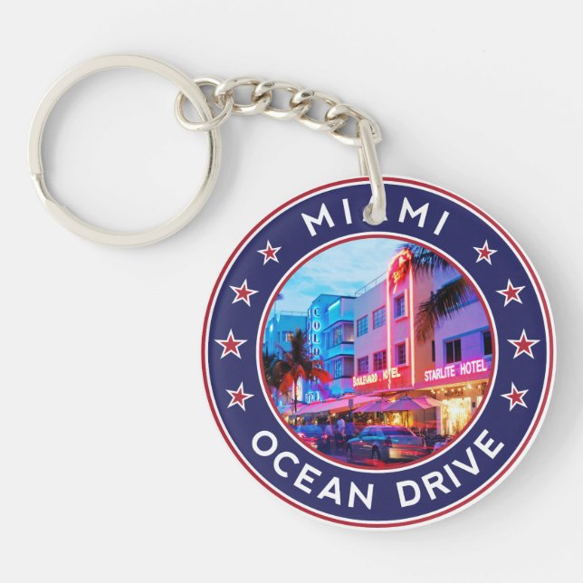 Ocean Drive, Miami, Florida Key Ring (Front)