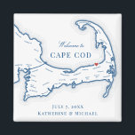 Ocean Edge Resort Destination Wedding Favour Magnet<br><div class="desc">Quick and Easy ordering! These Cape Cod map magnets make great Ocean Edge Resort wedding favours to include in your Brewster Cape Cod destination wedding welcome bags. Move the heart by clicking "Edit Using design tool" under "Personalise". Perfect for all the great wedding venues in on the Cape including the...</div>