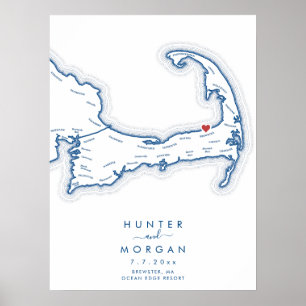 Ocean Edge Resort Wedding Navy Guest Book Poster