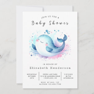 Ocean Editable Whale Baby Shower Invitation