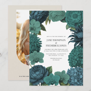 Ocean Emerald, Deep Lagoon & Tidepool Teal Wedding Invitation
