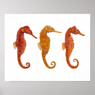 Ocean Equine Triplet Poster