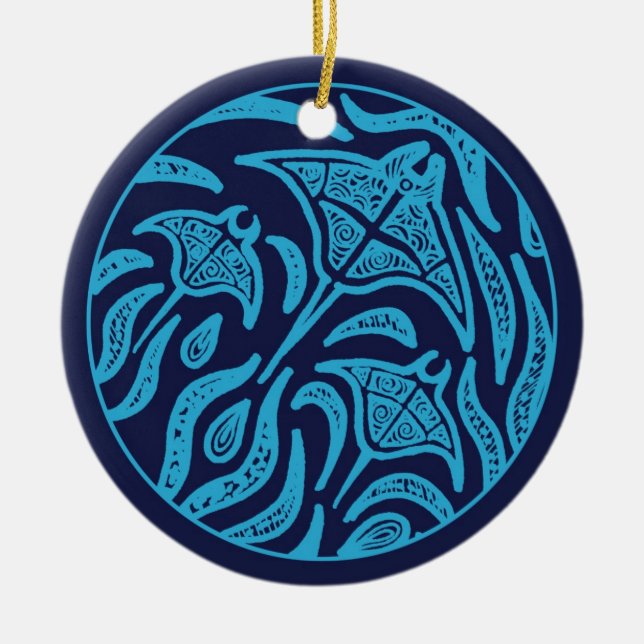 Ocean Family Manta Rays Ornament (Front)