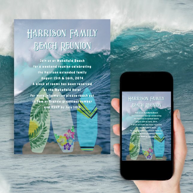 Ocean Family Reunion Surboards Invitation (Creator Uploaded)