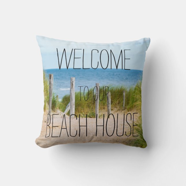 Ocean Fence Beach House Welcome Cushion (Front)