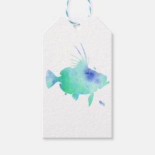 ocean fish aqua wrapping gift tags