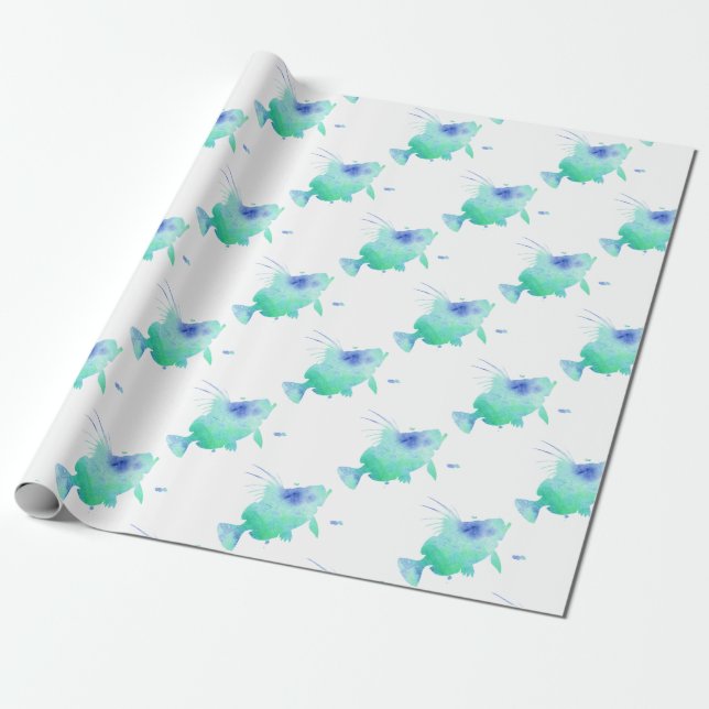 ocean fish aqua wrapping paper (Unrolled)