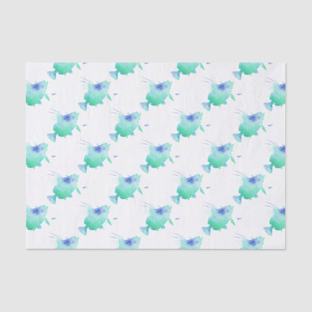 ocean fish aqua wrapping tissue paper (Front)