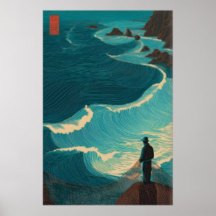 Ocean Fisherman Wall Art - Lone Angler with