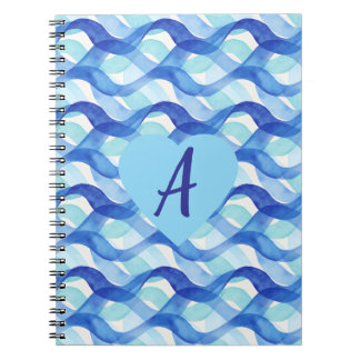 Ocean Flow Watercolor Wave Pattern Notebook