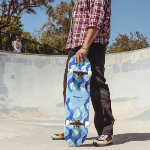 Ocean Flow Watercolor Wave Pattern Skateboard