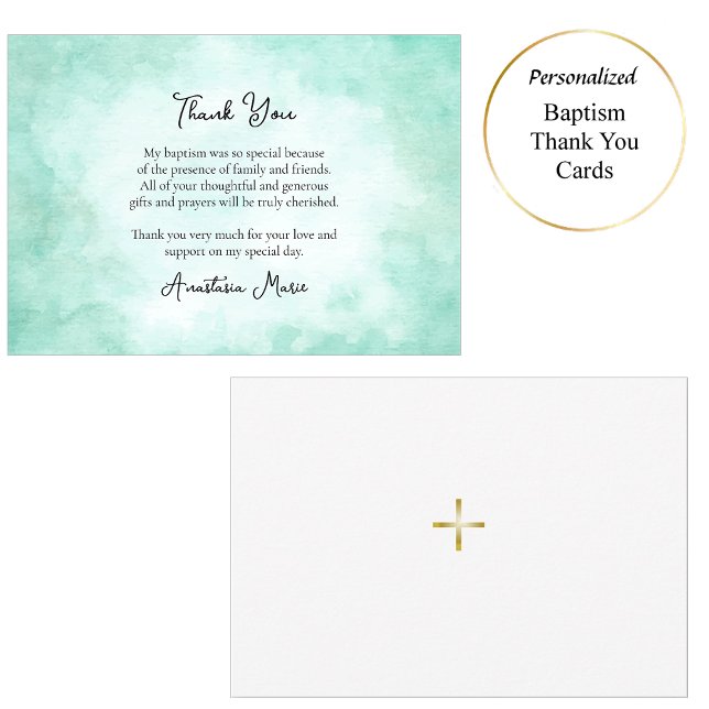 Ocean Foam Orthodox Christian Baptism Thank You Card (Creator Uploaded)