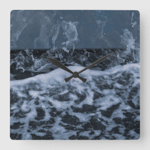 Ocean Foam Splash Closeup 1 Square Wall Clock