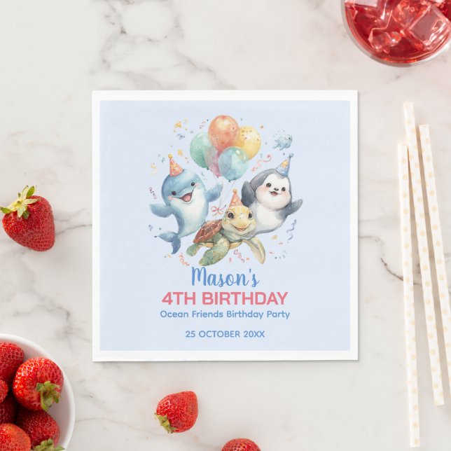 Ocean Friends Birthday Paper Napkin (Insitu)