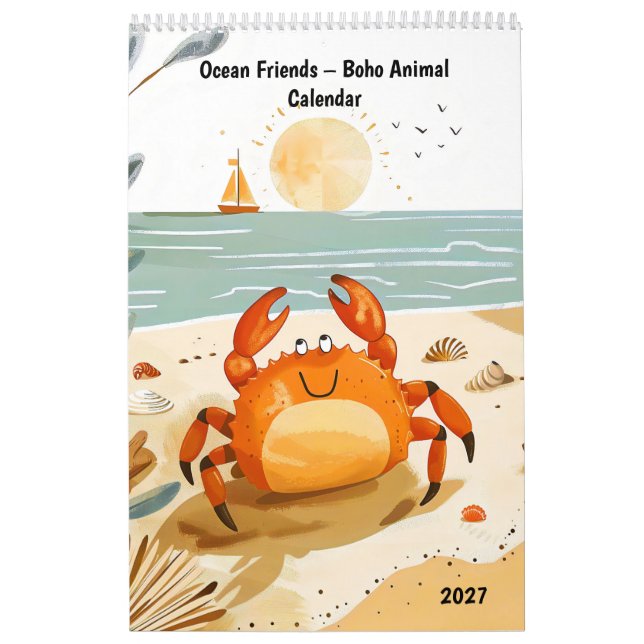 Ocean Friends – Boho Animal Calendar (Cover)