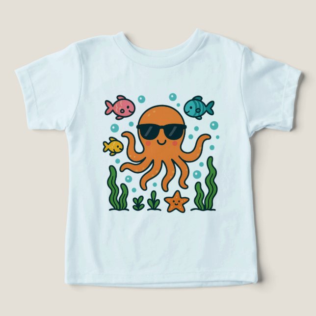 Ocean Friends – Cute Octopus with Sunglasses Kids  (Design Front)