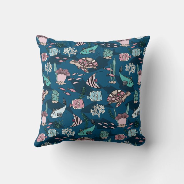 Ocean Friends kids pattern Cushion (Back)